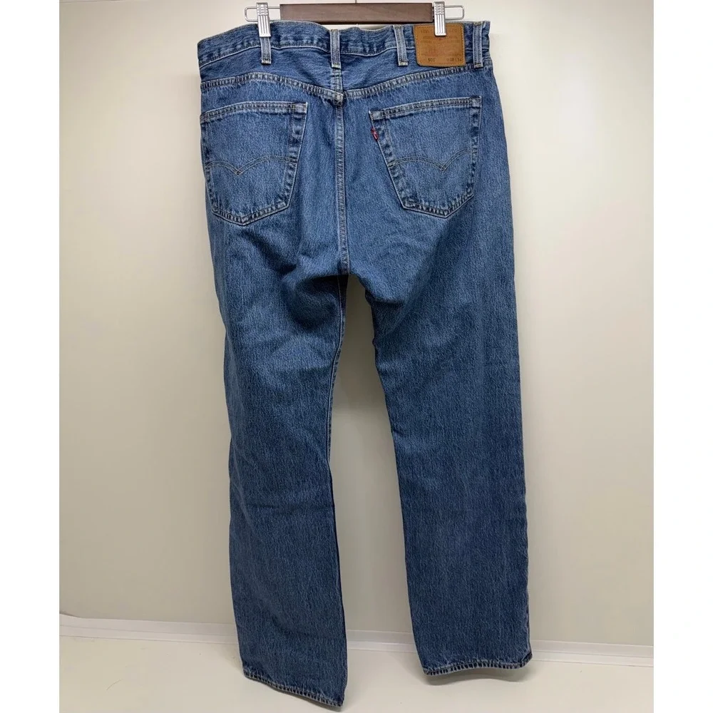 Levi's Jeans Men's 38 Blue 501 Premium Dark Wash Button Fly Straight Denim 38x34
